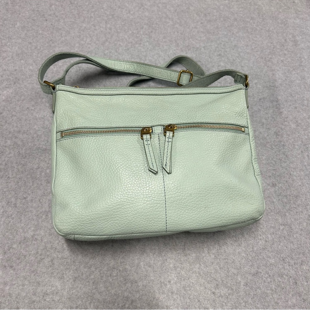 Fossil Light Green Leather Crossbody Bag